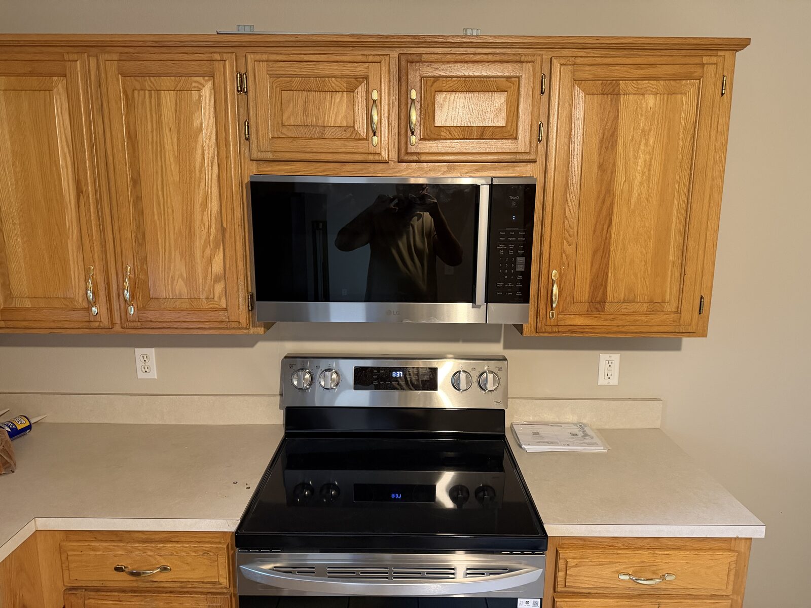 Over-the-range microwave install
