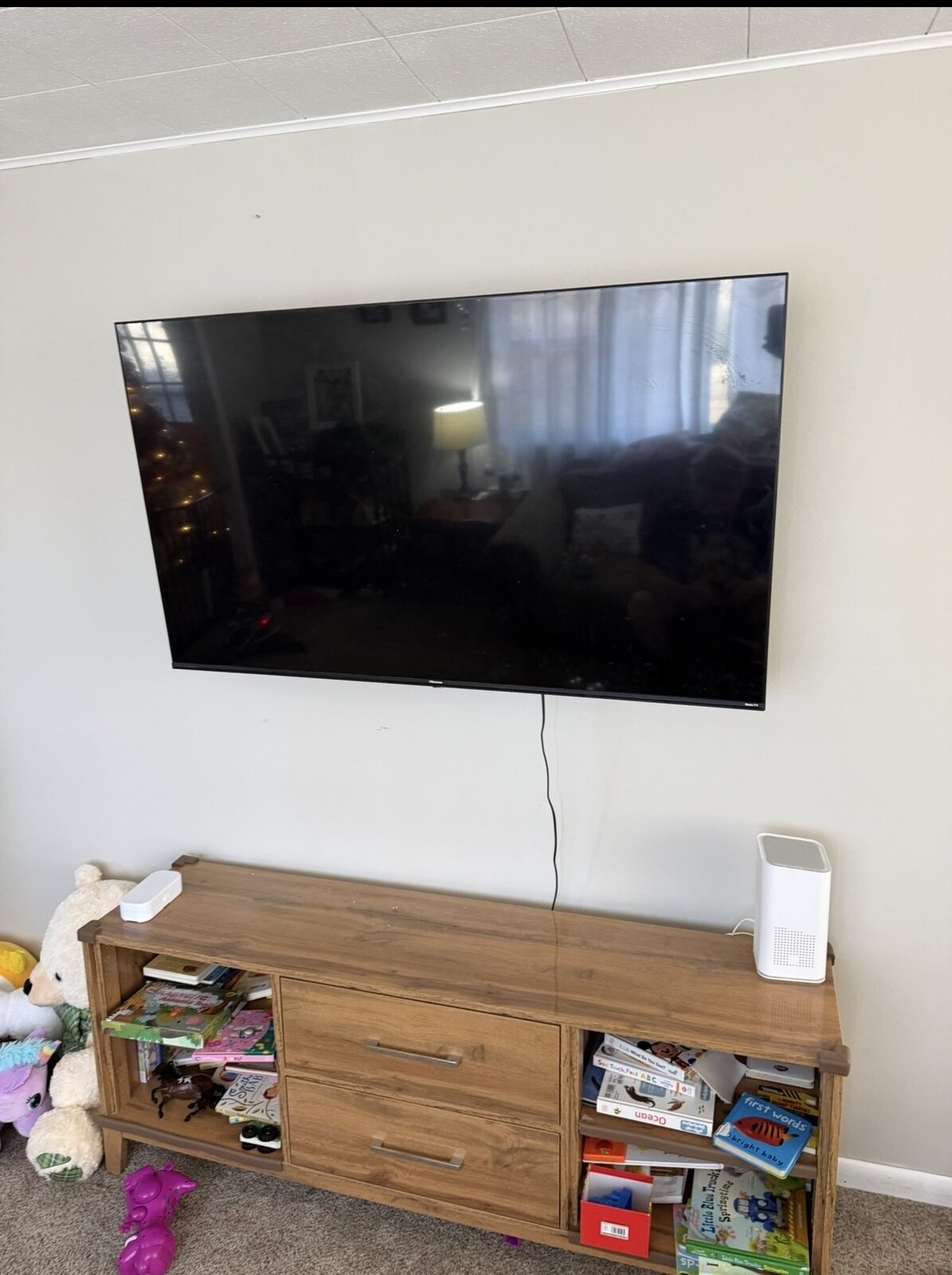 TV mounted in a kid's room